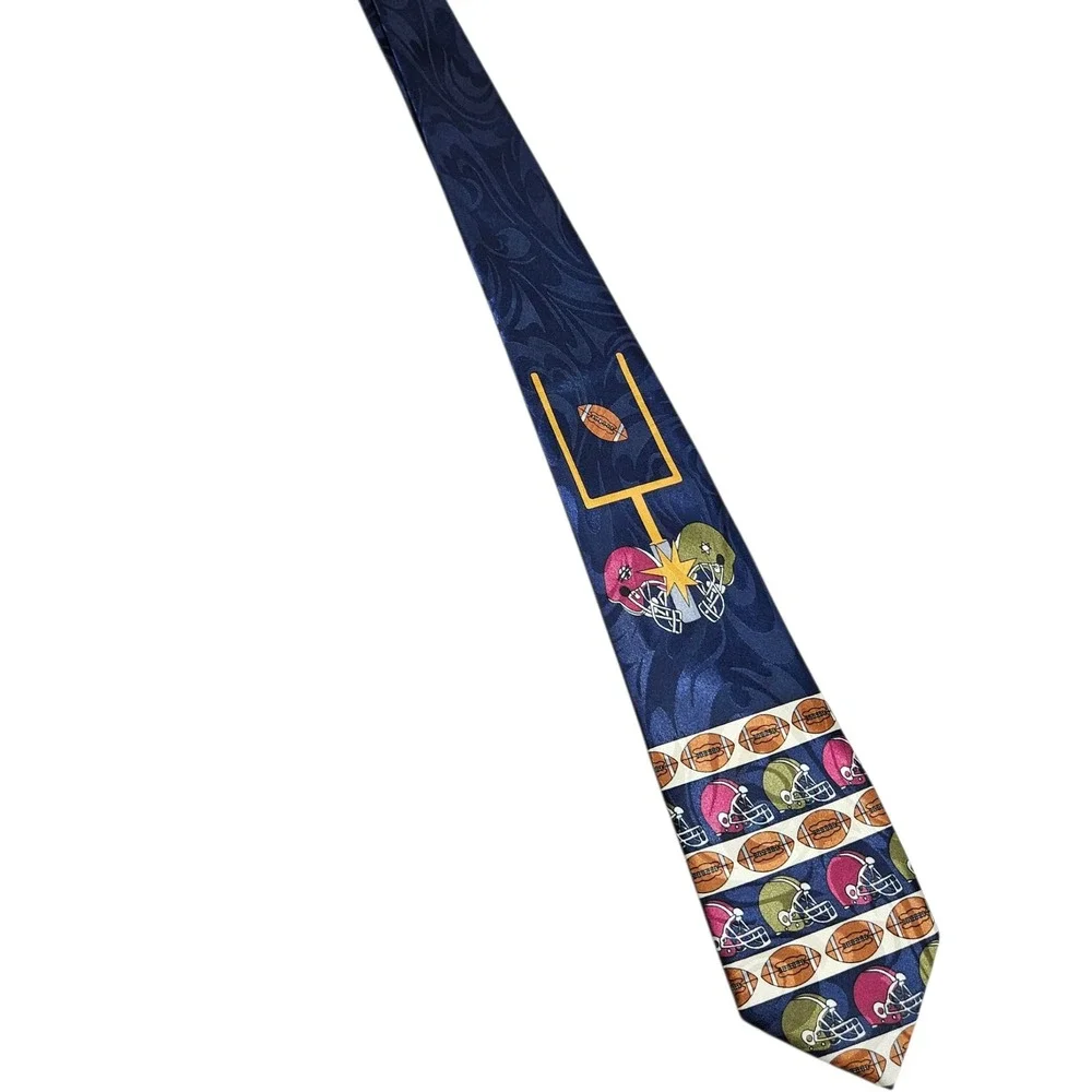 Renaissance Vintage Grandpa's Hand Made Silk Blend Football Helmet Goal Post Tie